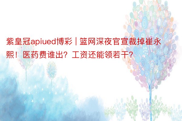 紫皇冠apiued博彩 | 篮网深夜官宣裁掉崔永熙！医药费谁出？工资还能领若干？